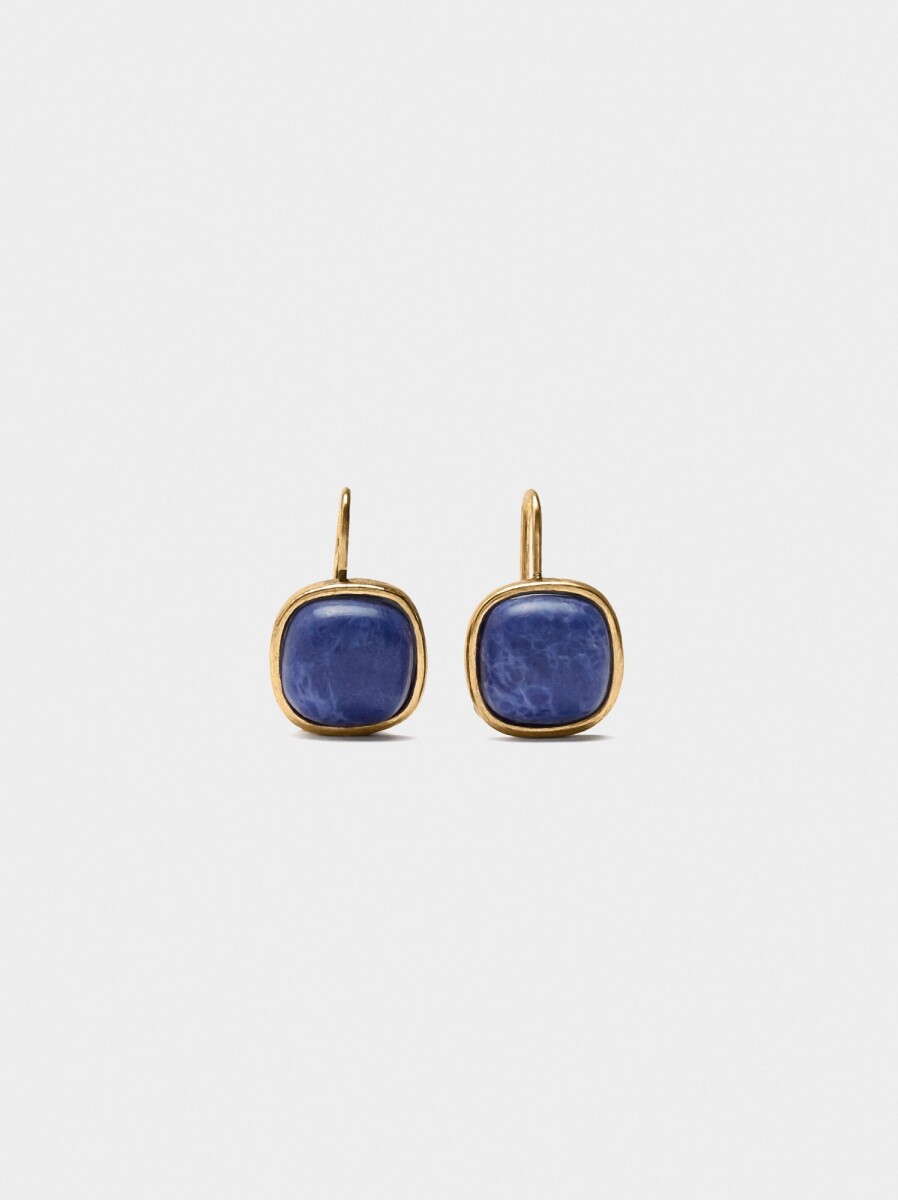 Pendientes Cortos De Piedra - azul 