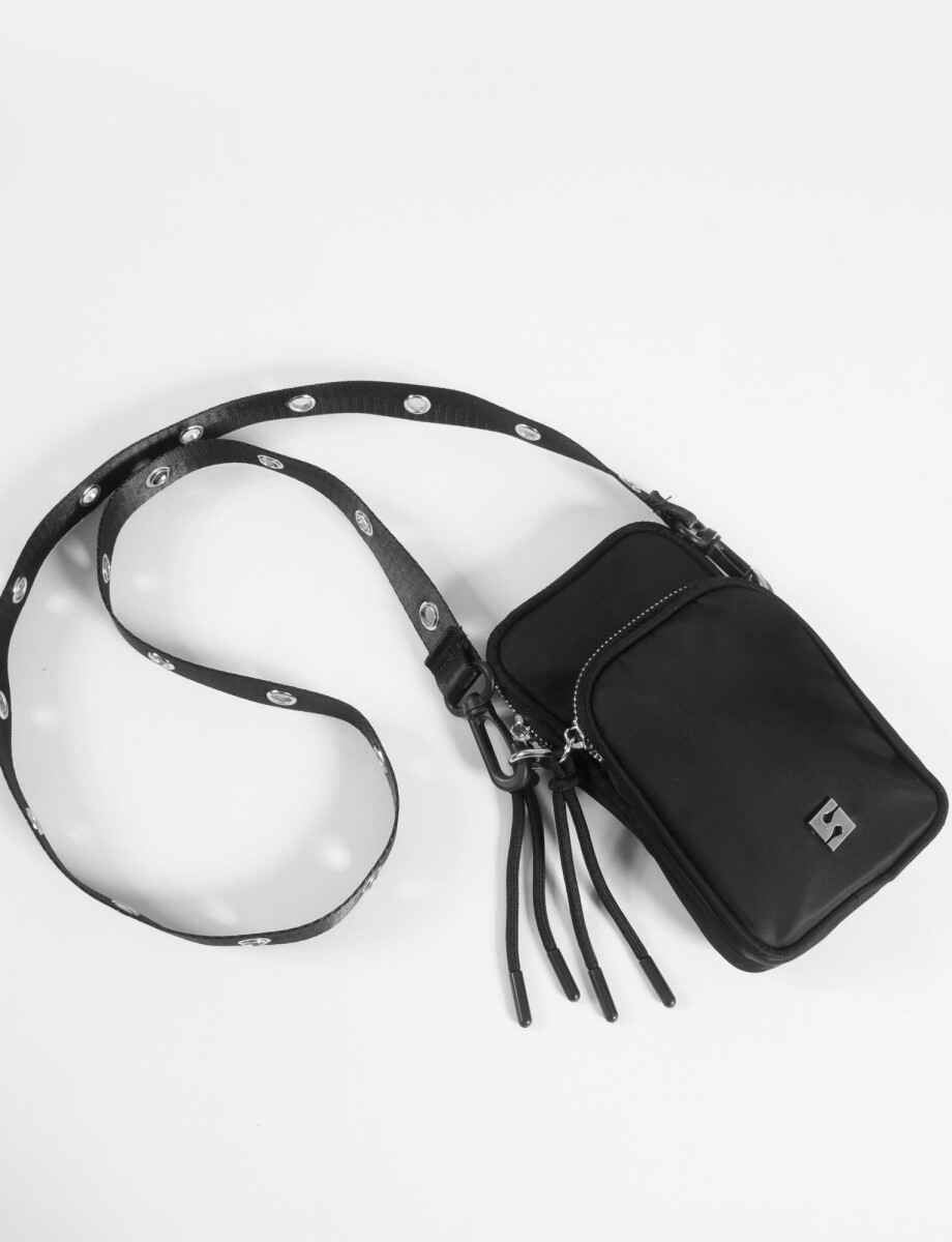 Porta celular strap ojalillos - negro 