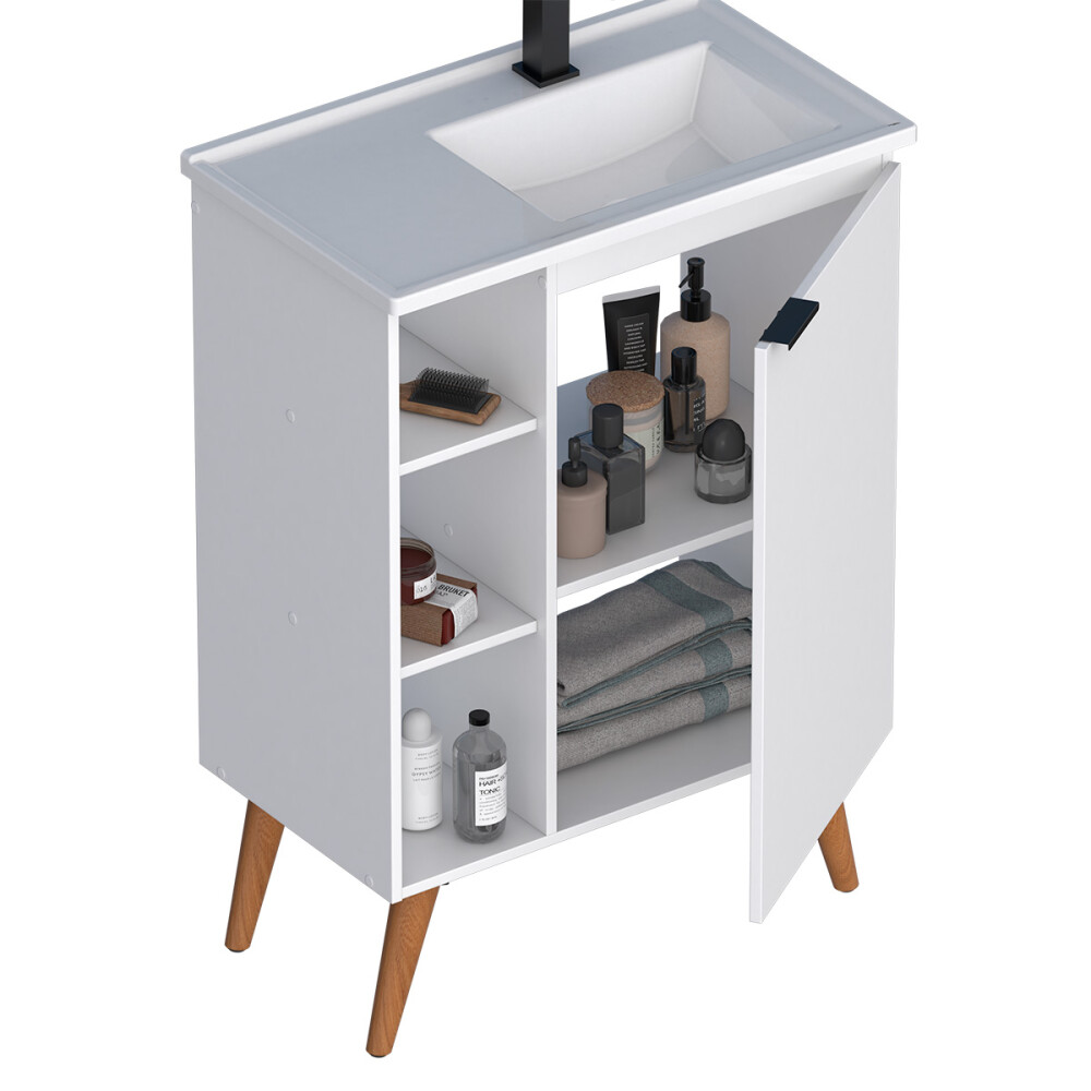 MUEBLE BAÑO EN MADERA HORTENSIA BLANCO CON LAVAMANOS EN PATAS DE MADERA MACIZA Mueble Baño En Madera Hortensia Blanco Con Lavamanos En Patas De Madera Maciza