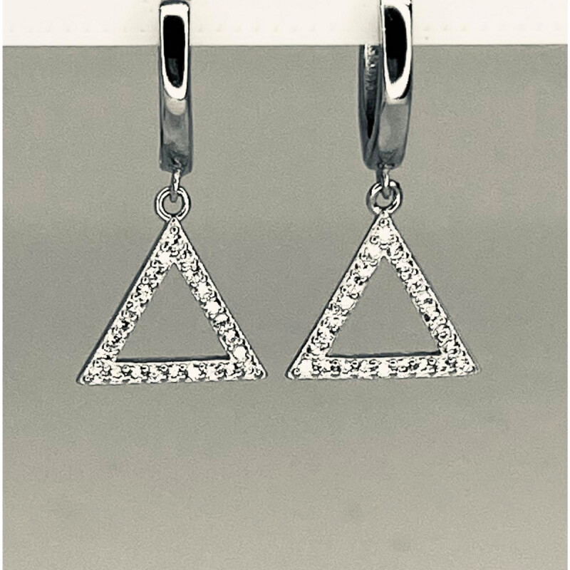 CARAVANAS PLATA ARO CON TRIANGULO Y CIRCONIA 82054 L2dslf-00161-x3