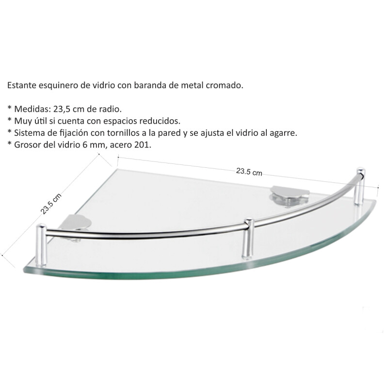Set x3 esquinero para baño de vidrio TRANSPARENTE