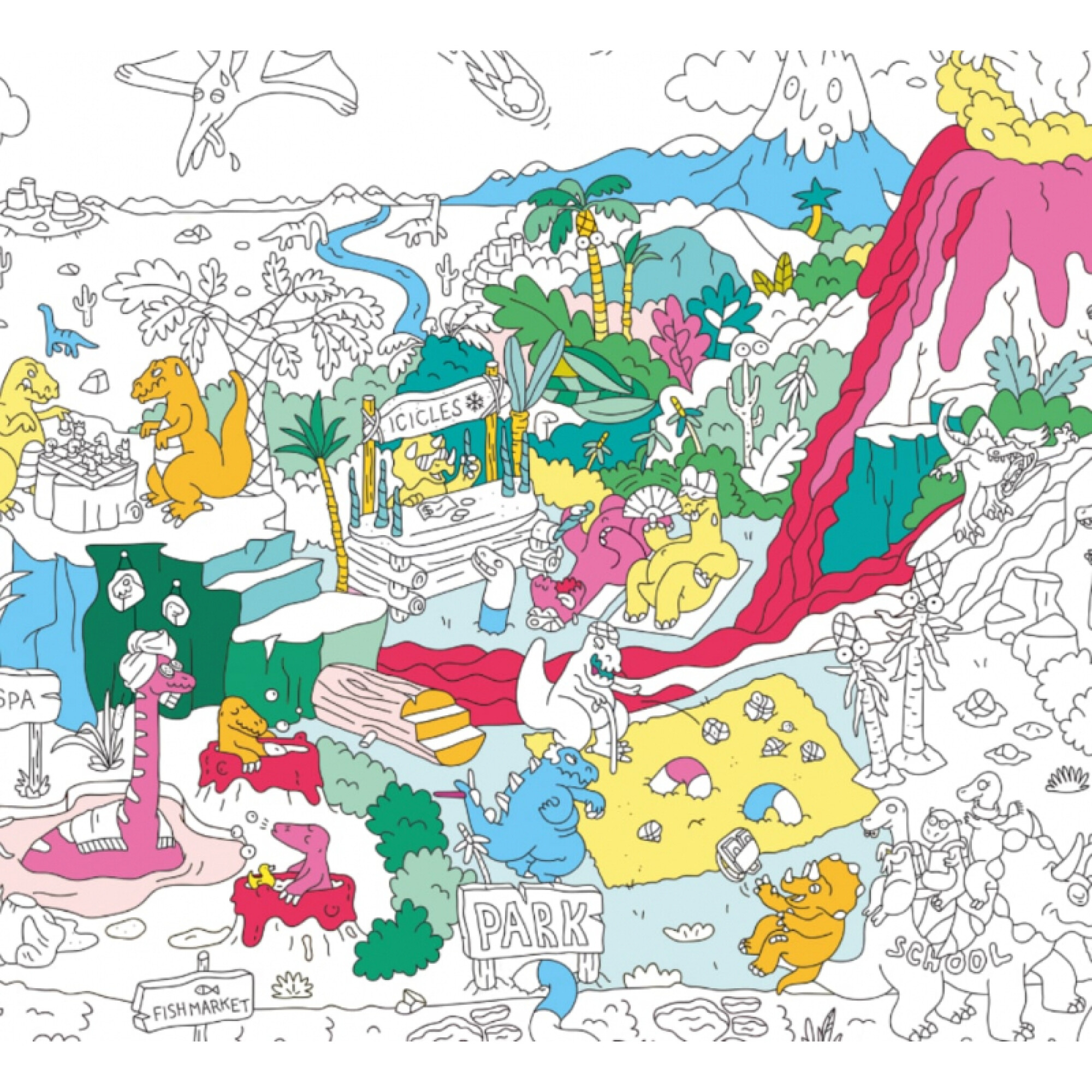 Póster Gigante Para Colorear De 76x183 Cm – Lienzo Impermeable Para Fiestas Y Manualidades En Familia