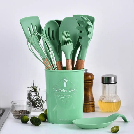 Set Cocina Antiadherente 17P c/Juego Batería Brinox + Menage Verde Oscuro