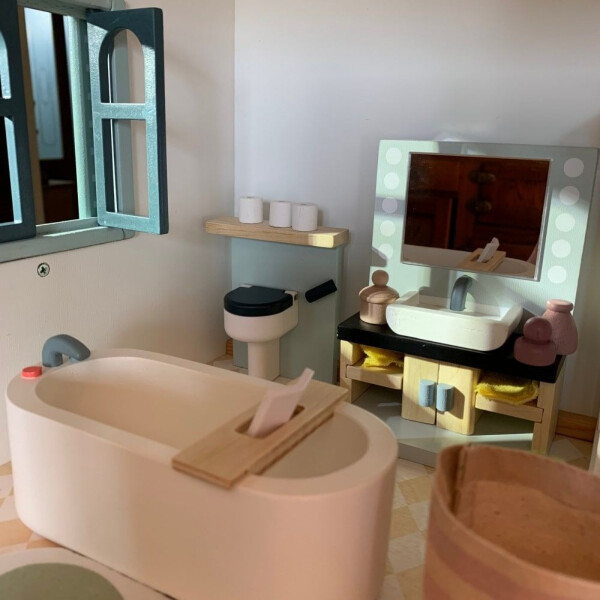 Muebles Juguete Para Casa De Muñecas Baño Tender Leaf Madera Muebles Juguete Para Casa De Muñecas Baño Tender Leaf Madera