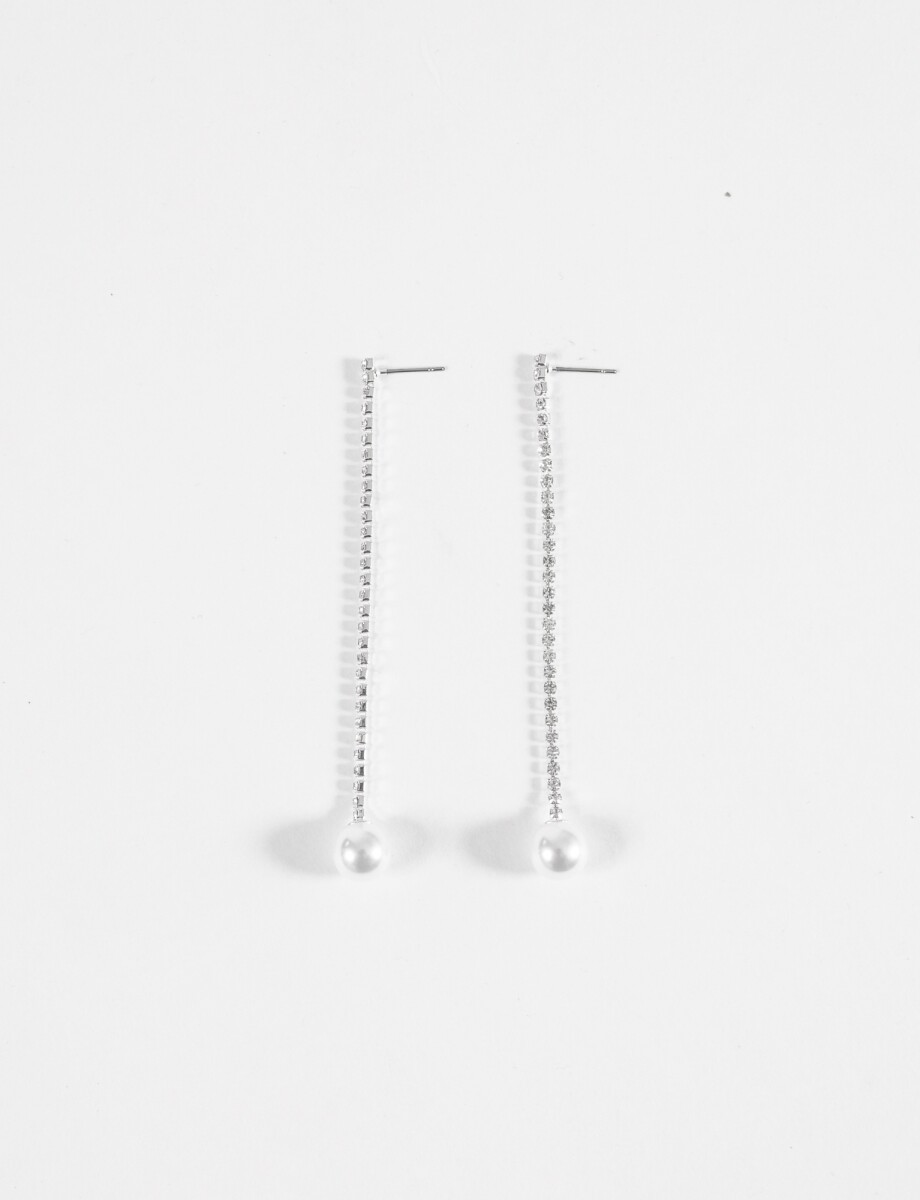 Caravanas fiesta strass perlas - plateado 