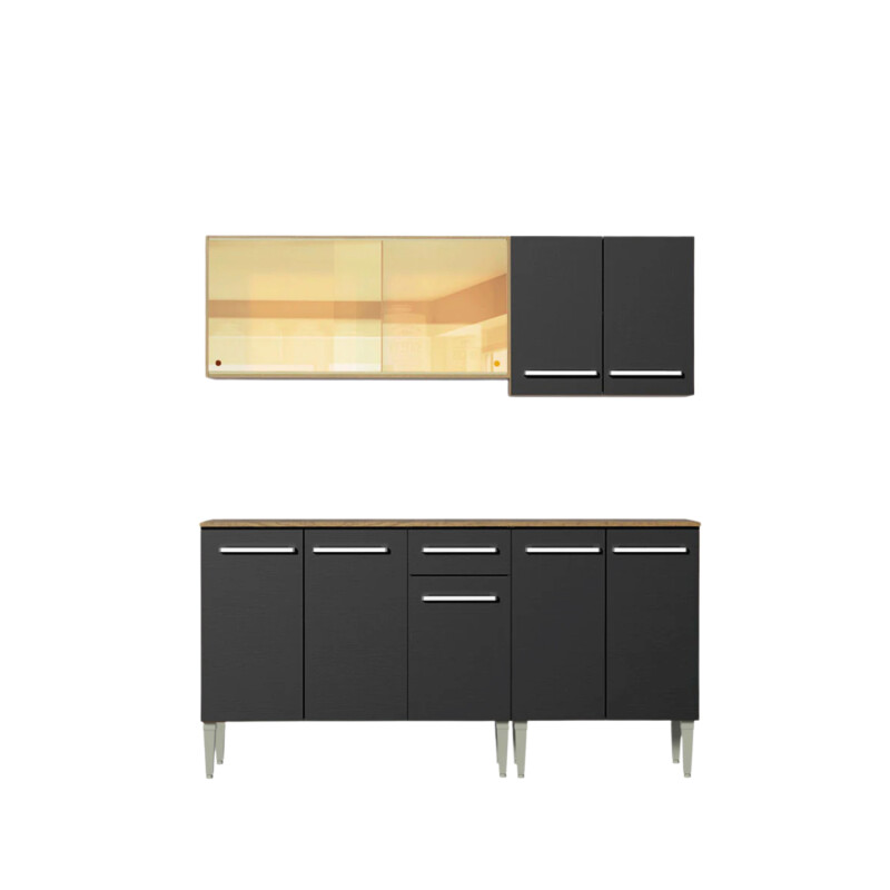 Mueble de cocina completo 169cm rústico Negro