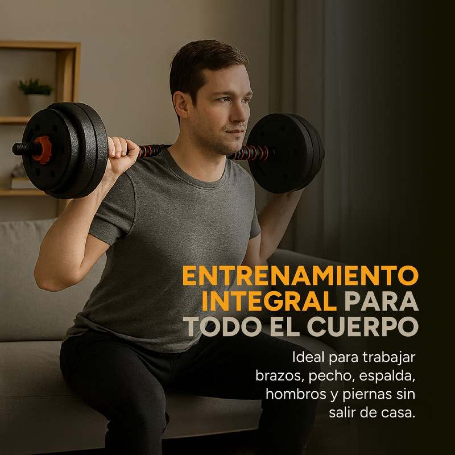 Kit 20 Kg Barra Pesas Mancuerna Entrenamiento Disco Forrado