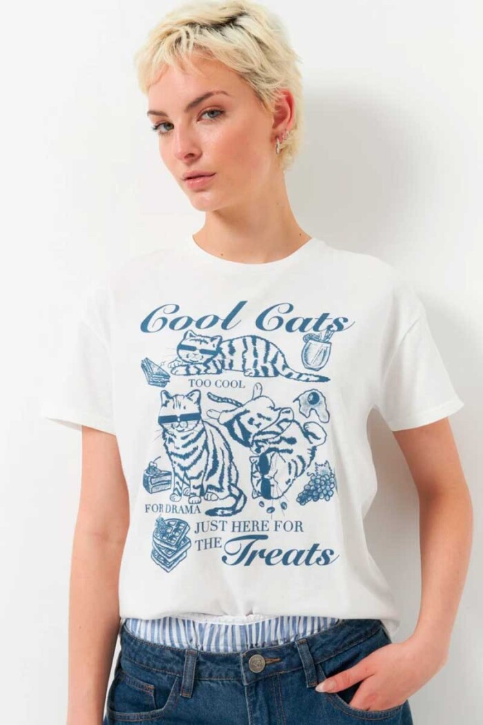 REMERA MUJER PIECE OF CAKE REMERA COOL CATS Blanco