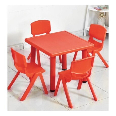 Mesa Cuadrada de Plástico y Metal para Niños 60x60cm Rojo