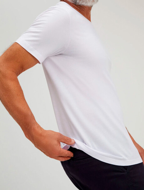 CAMISETA BÁSICA MANGA CORTA CUELLO EN V BLANCO