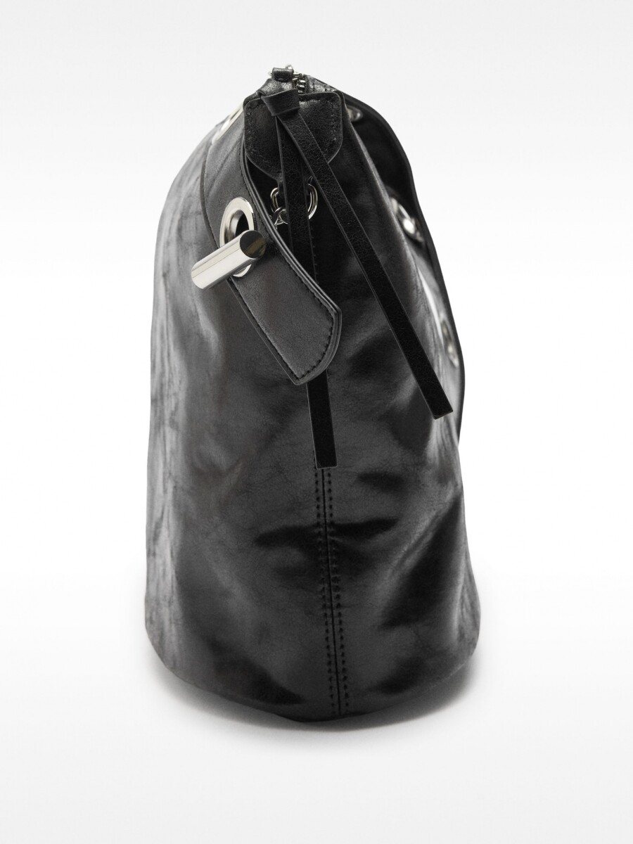 Bolso De Hombro Efecto Craquelado negro