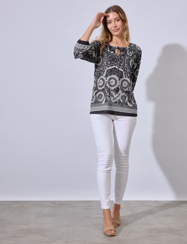 Blusa Printed NEGRO/BLANCO