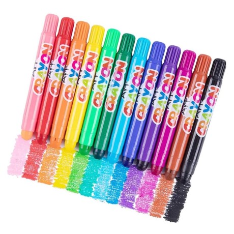 Set 12 Crayones Crayolas Lavables y Textura Sedosa con Tapa Multicolor