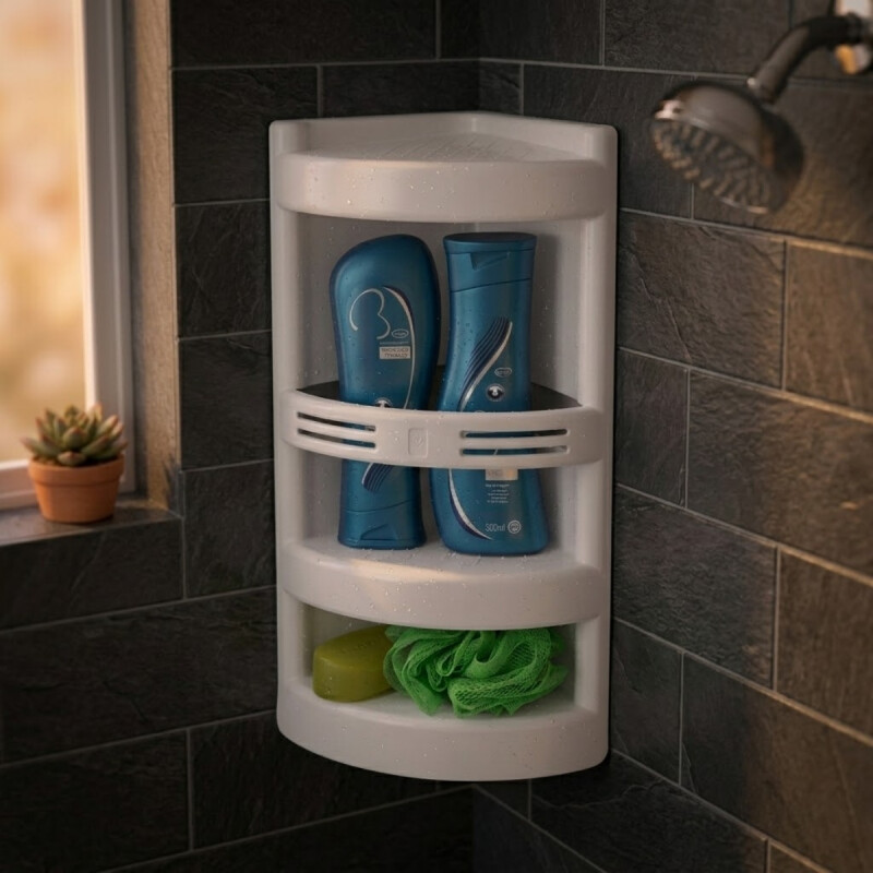 Esquinero porta shampoo para ducha plástico BLANCO