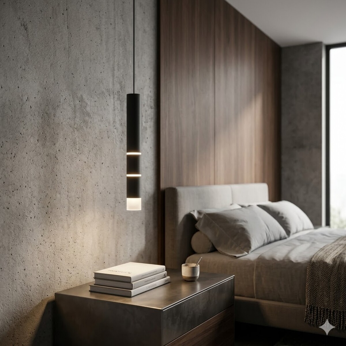 Colgante led rotativo tubular negro 7 posiciones de luz 3000K 10W 