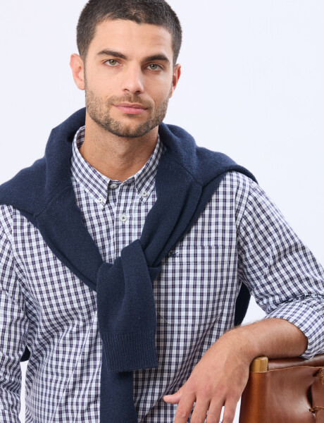 CAMISA SPORT A CUADROS Celeste