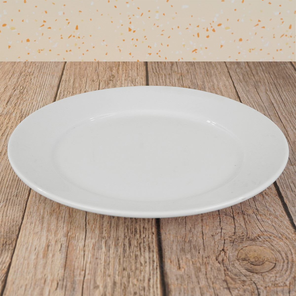 Plato llano de ceramica blanco 