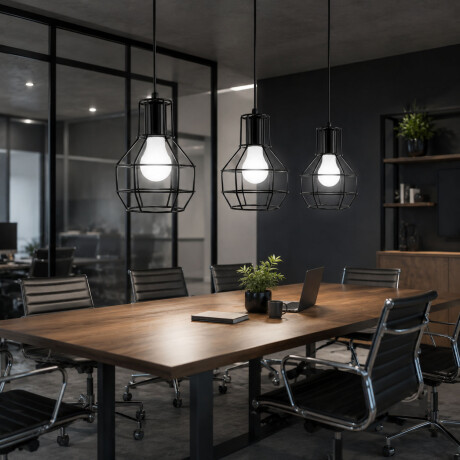 Lampara Colgante Metal E27 Diseño Industrial Decorativo Negro