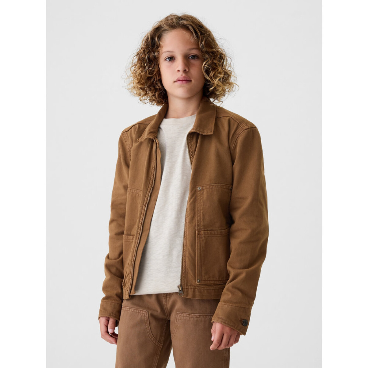 DENIM CARPENTER JACKET - PALOMINO BROWN GLOBAL 