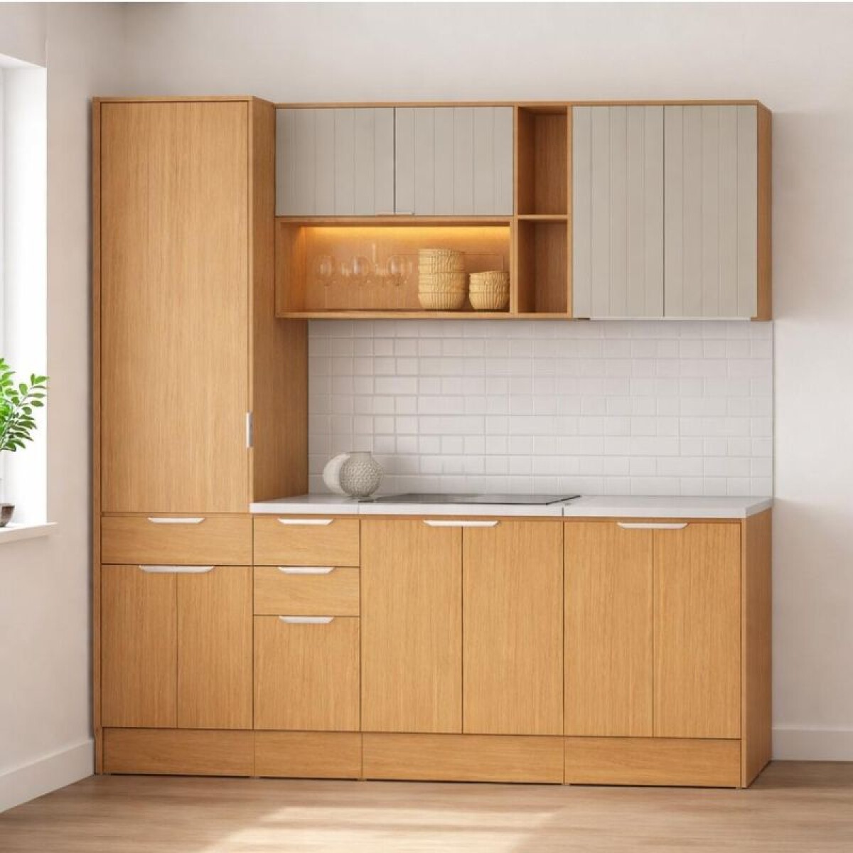 COCINA MODULADA 2.60 MT CEDRO/SALVIA - ALMA 