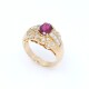 Anillo oro 18k , rubi legitimo y brillantes carre y redondos Anillo oro 18k , rubi legitimo y brillantes carre y redondos