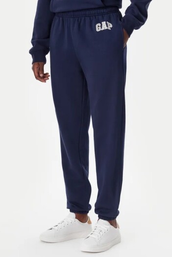 Pantalon Deportivo Con Felpa Logo Gap Hombre Tapestry Navy V2