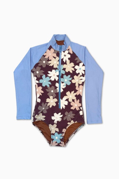 LITTLE SURFER ONE PIECE Flower Bed Merlot