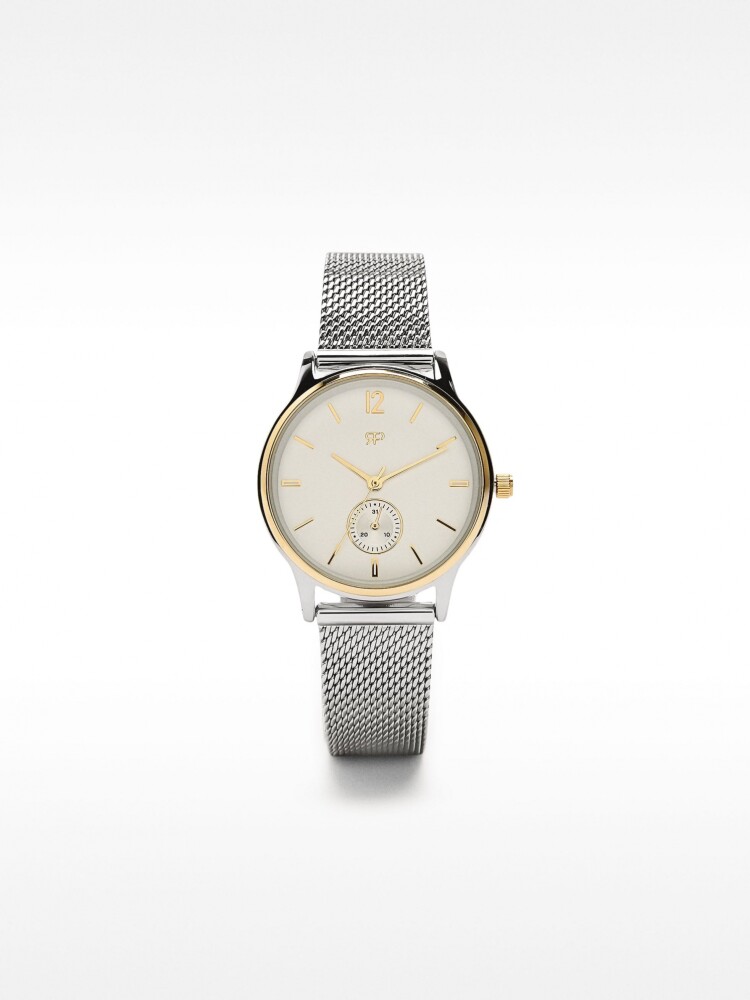 Reloj Pulsera De Malla Metálica De Acero plateado