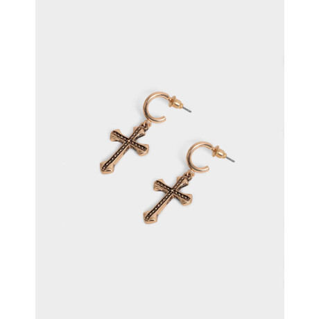 Aros Argollas Con cruz Dorado