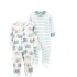 Enterito X2 algodón Carters con pie RN Elefante Celeste Beige Striped Pastel