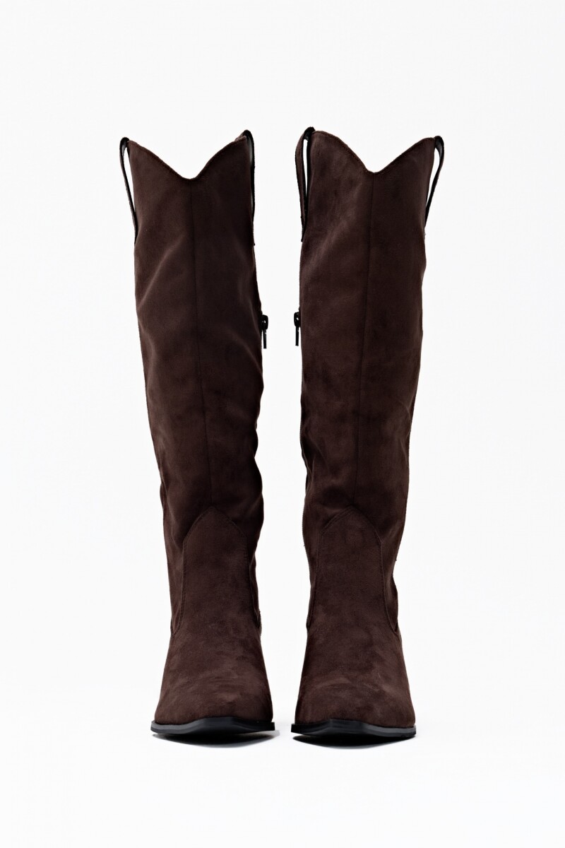 Bota caña alta de suede chocolate