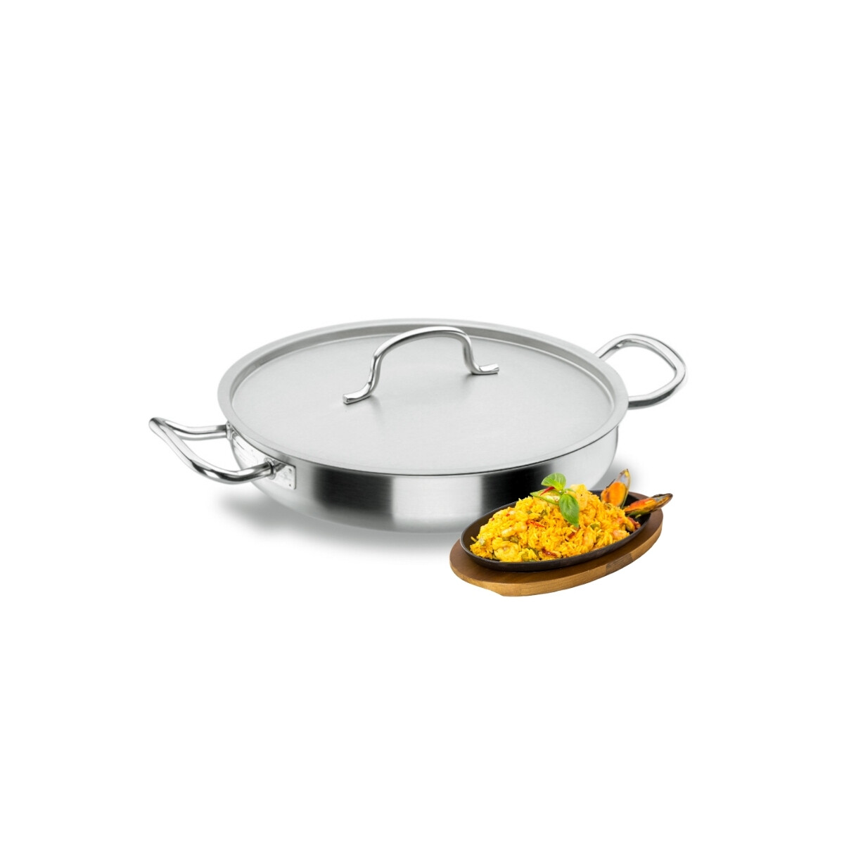 Paellera con Tapa de Acero Inoxidable 40 cm 