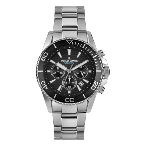 Reloj Jacques Lemans 1-2206G para hombre en acero con esfera negra Negro