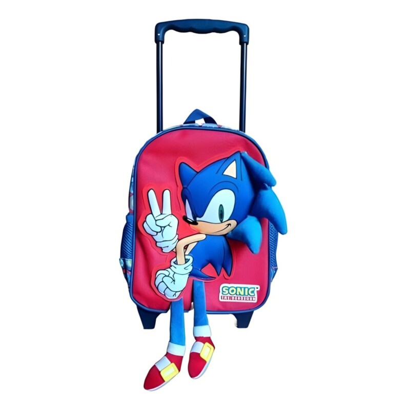 Mochila Infantil Sonic 3d Con Carro 30 Cm Mochila Infantil Sonic 3d Con Carro 30 Cm