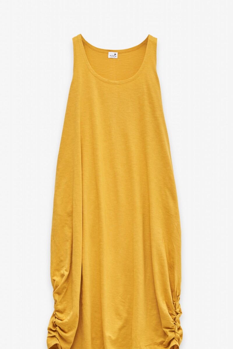 Vestido Largo Balón Mostaza
