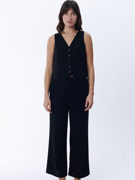 Pantalón Formal Con Lino Negro