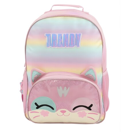 Mochila Escolar Trendy diseño Gatito Rosado