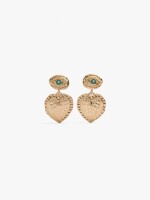 Pendientes Largos Ojo Y Corazón dorado