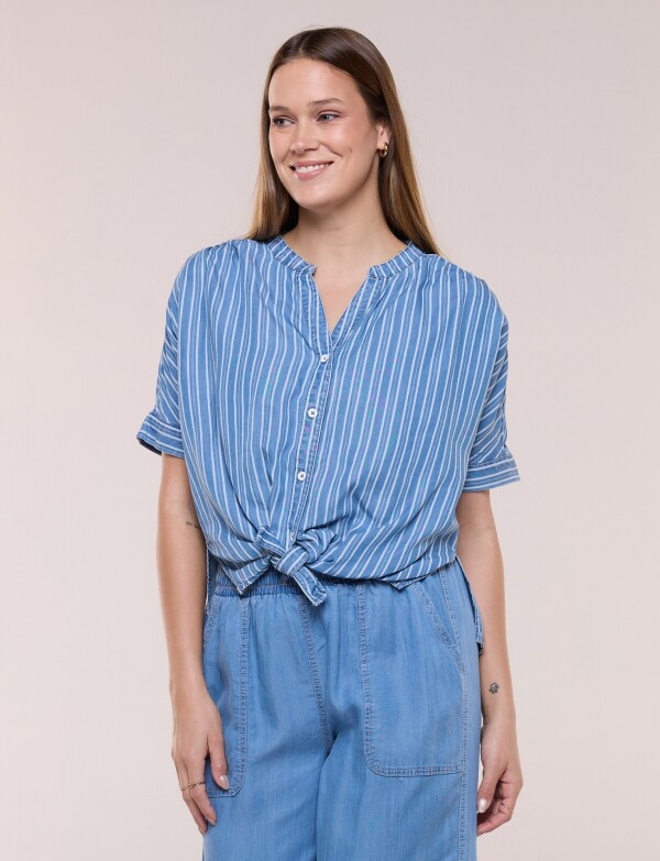Blusa Lyocell Con Nudo AZUL