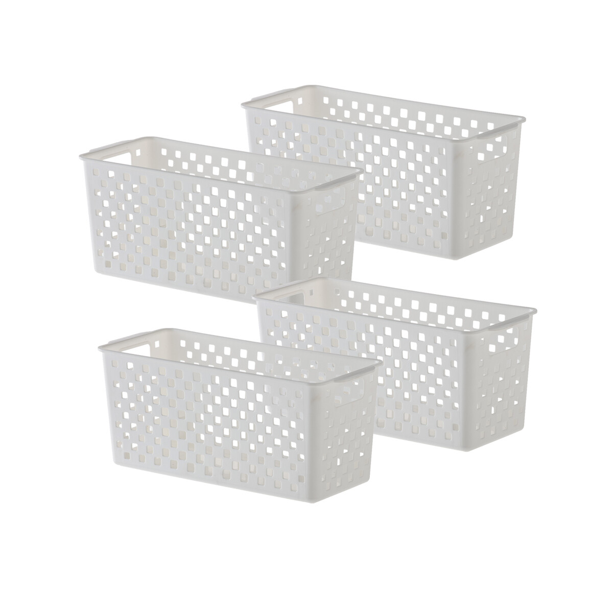 Set x4 Cesto organizador Quadratta calado MS - BLANCO 