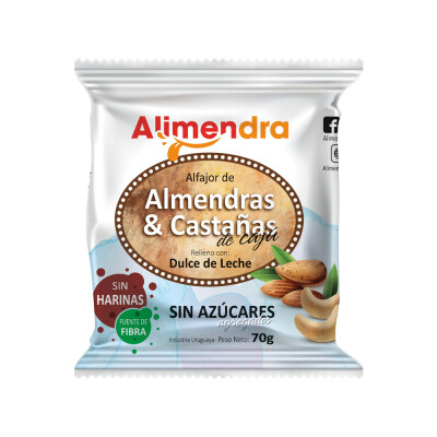 Alfajor de almendras y castañas con dulce de leche Alimendra Sin Azúcar Alfajor Alm Y Cas C/ Ddl