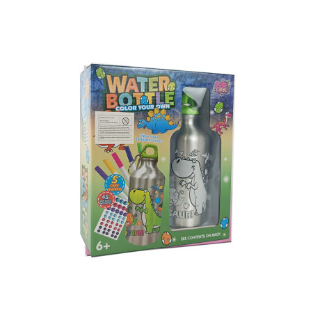 Set De Botella De Acero 500 Ml Para Colorear Dinosaurio