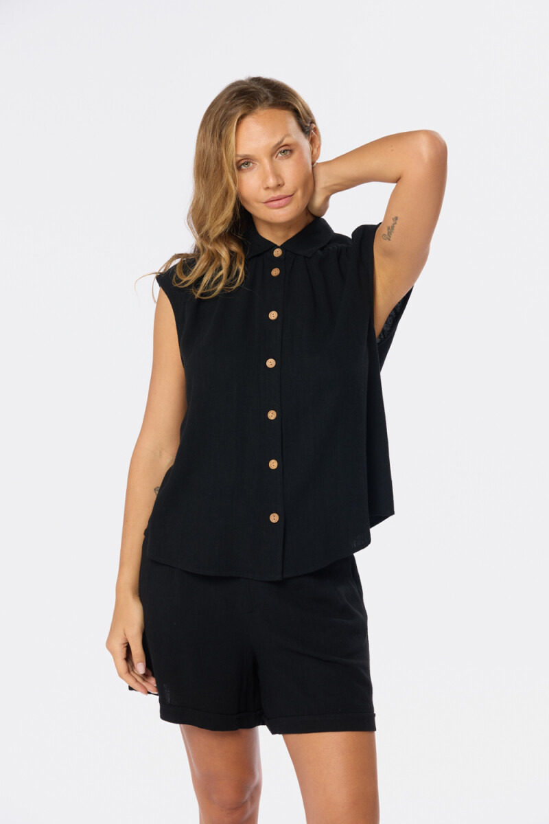 CAMISA DE LINO - Negro 