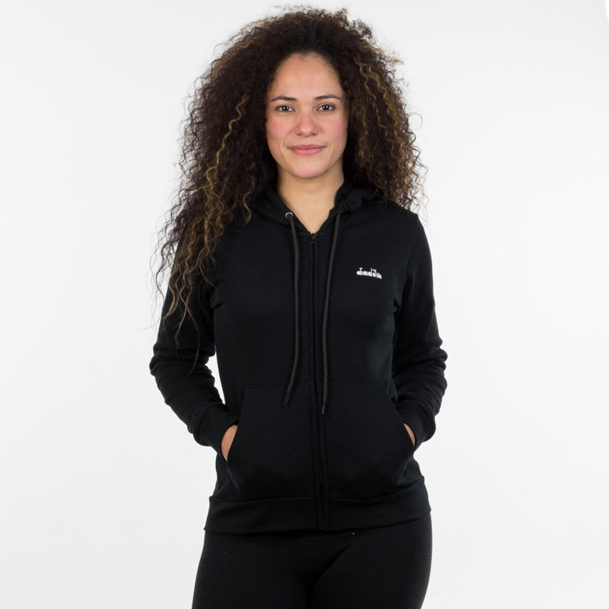 Diadora Ladies Hoodie With Zip - Black - Negro 