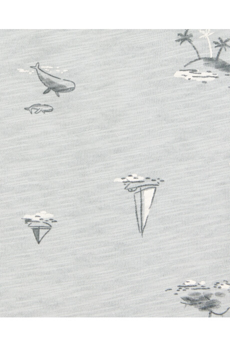 Set tres piezas de algodón, short, remera henley y body, gris Set tres piezas de algodón, short, remera henley y body, gris