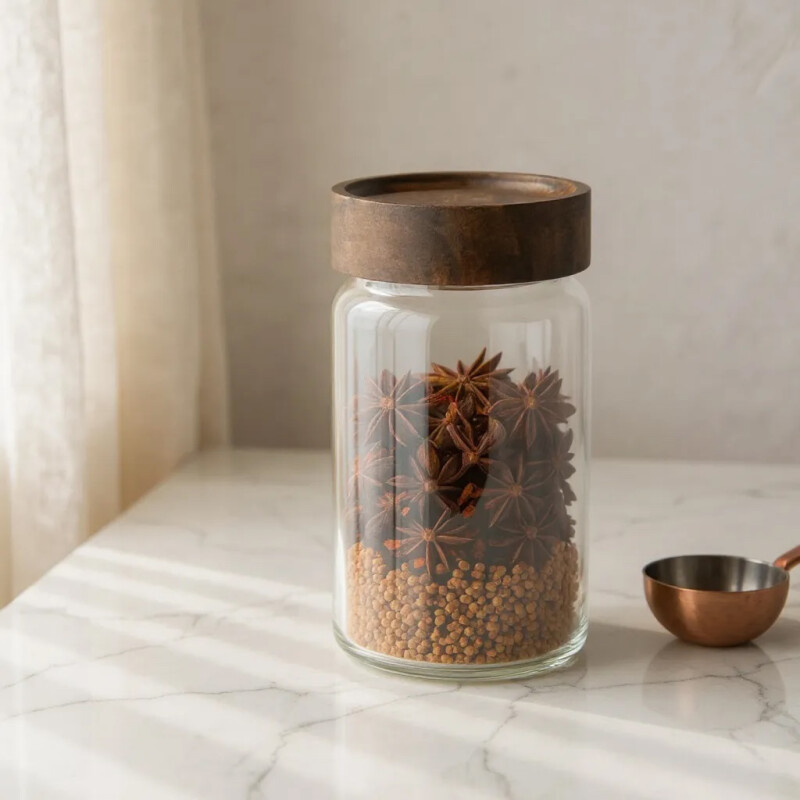 Recipiente Borosilicato Tapa Madera 580 Ml Sin Color