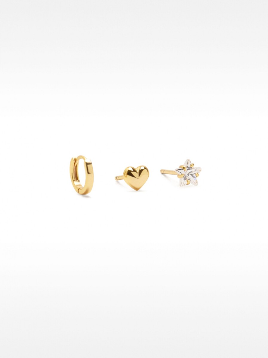 Set De Pendientes Con Circonitas - Plata De Ley 925 - dorado 