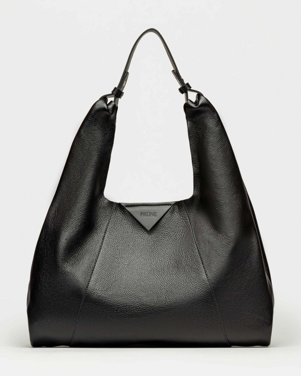 Cartera al hombro The Shopping en cuero liso satinado Negro