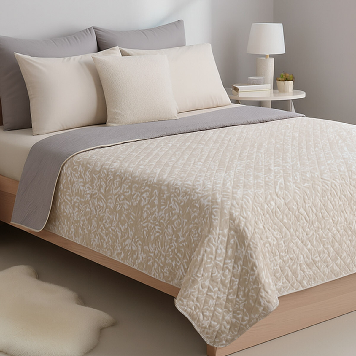 Colcha Estampada Microfibra Richmond 1 Plaza 150 x 240 cm - 311-1 HOJAS GRIS 