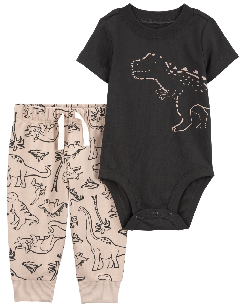 Set dos piezas de algodón, pantalón y body diseño dinos 